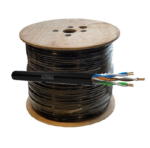 Cat6 U/UTP ulkokaapeli, PE musta, SuperCat 500m