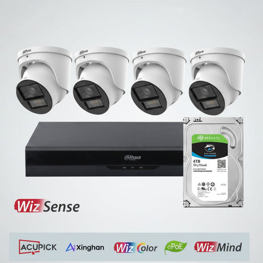 Kameravalvontapaketti, Tallennin 4TB, 4 x 8 MPix kameraa